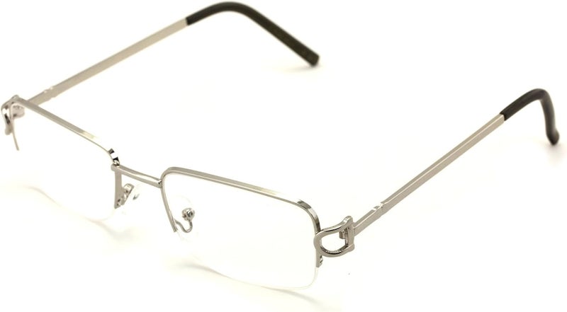 V.W.E. Rectangular Frame Clear Lens Designer Half Rim Eyeglasses Metal Glasses - Image 1